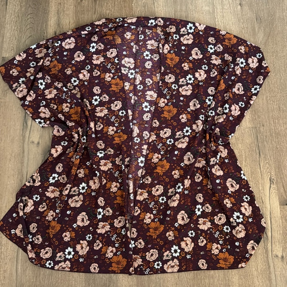 Forever21 Maroon Floral Kimono